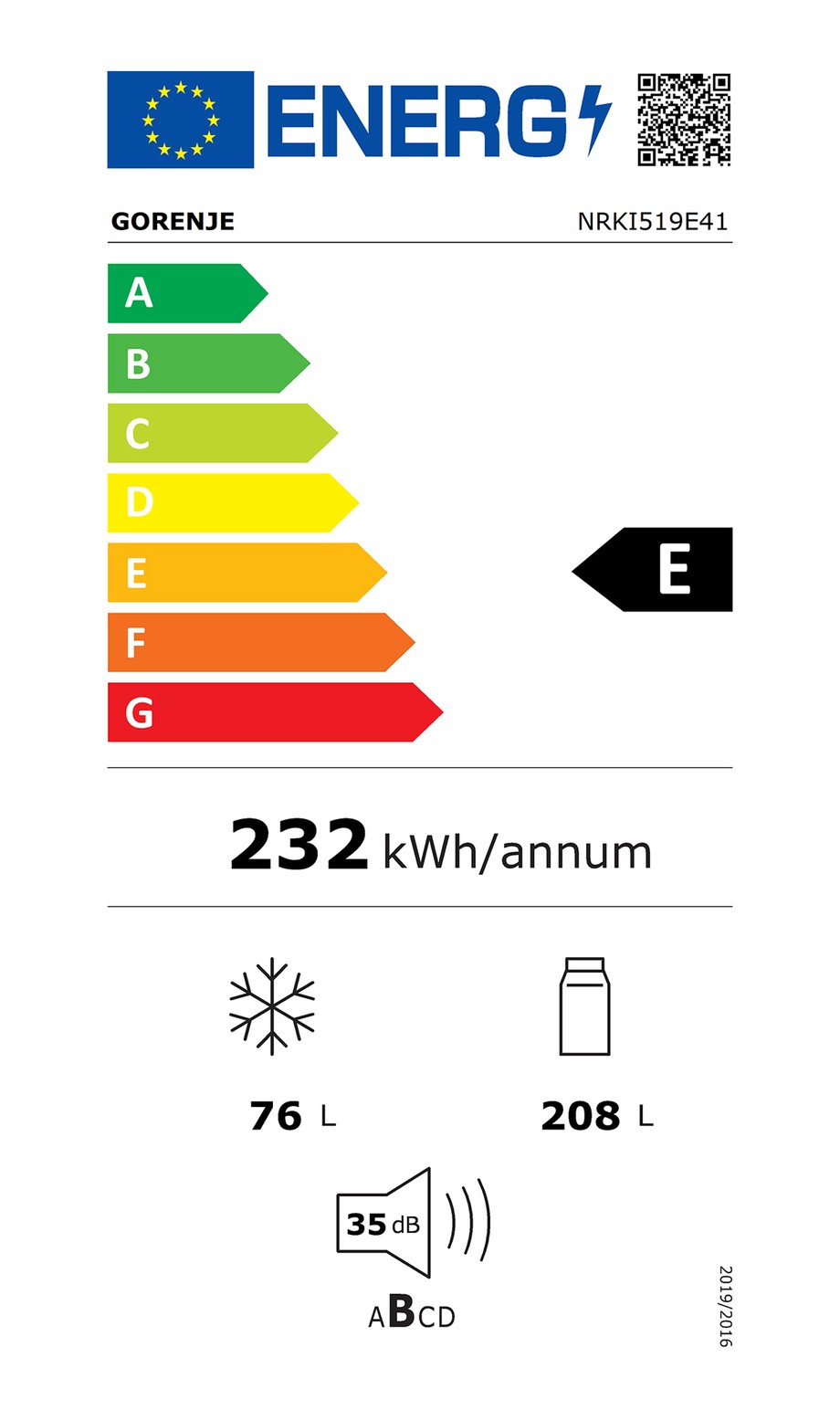 Lodówka do zabudowy GORENJE NRKI519E41