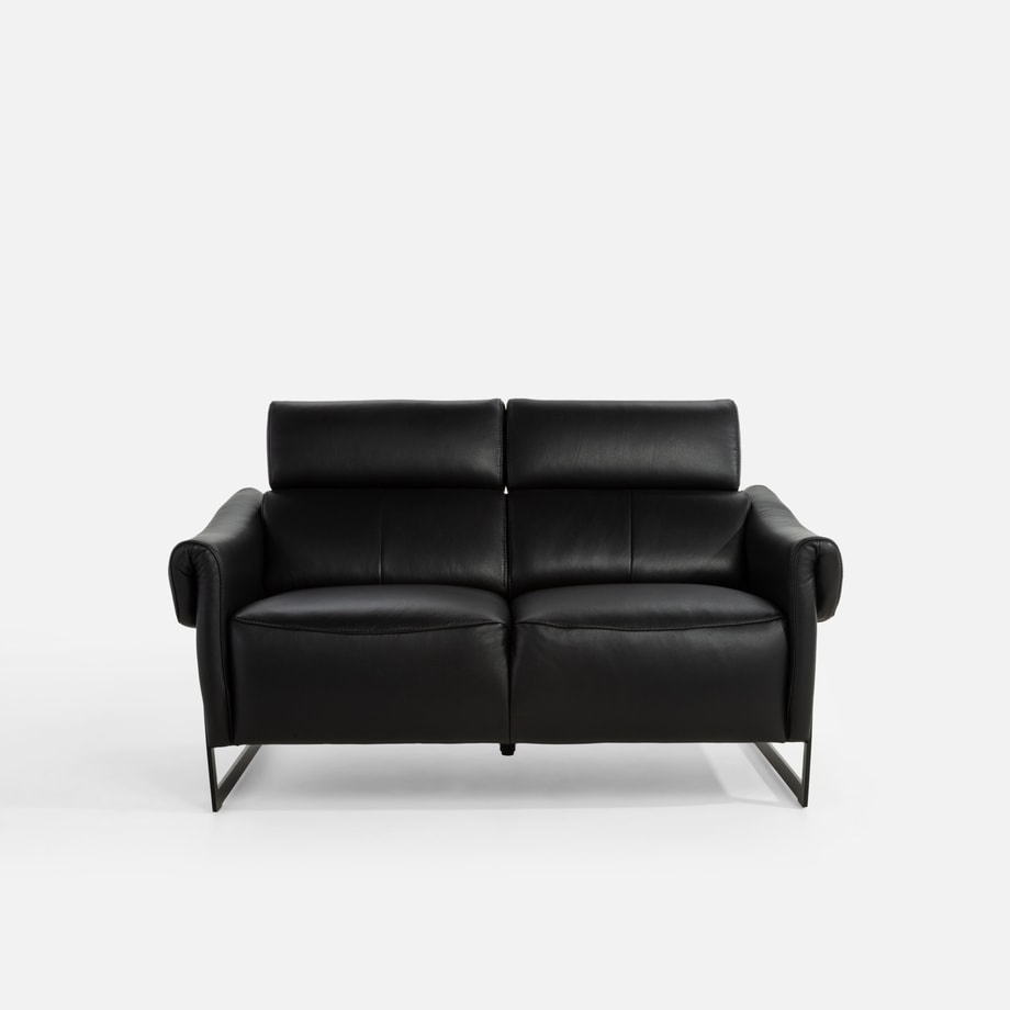 Sofa 2 osobowa skórzana czarna MILANO