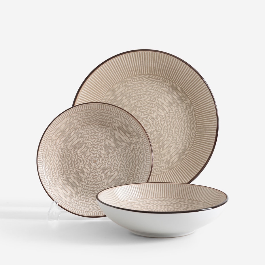 LINEA Komplet talerzy obiadowych ceramicznych 18 elementów