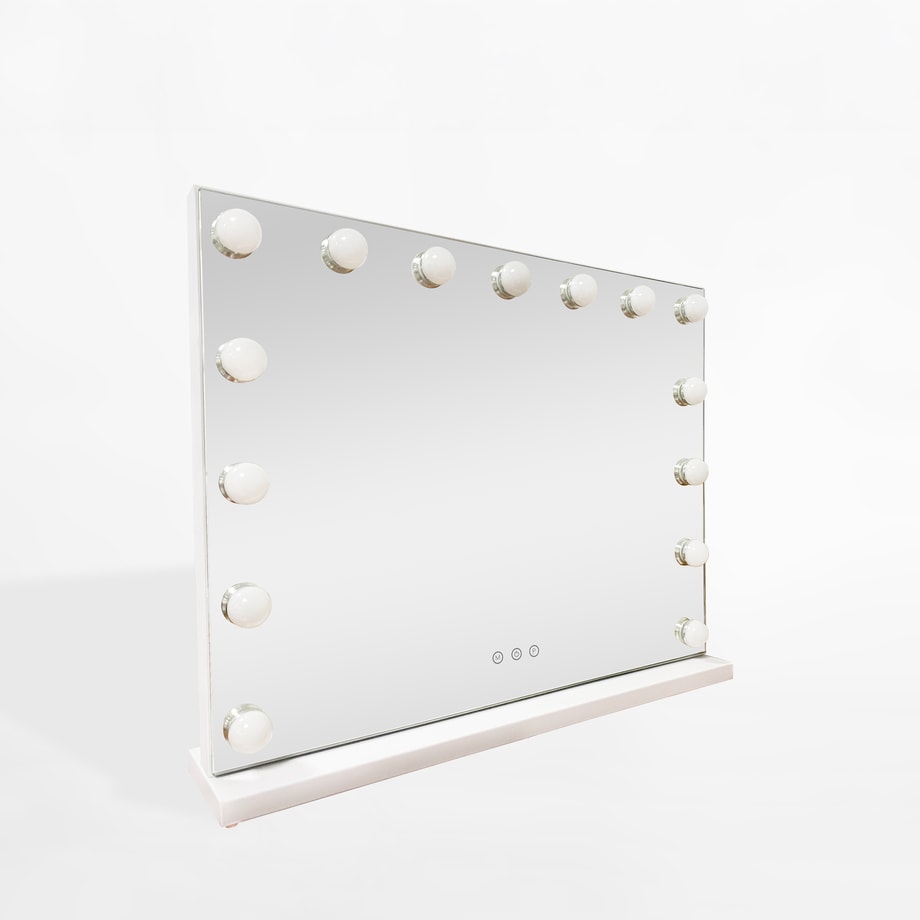 Lustro prostokątne z lampkami LED białe 58x12x48 cm