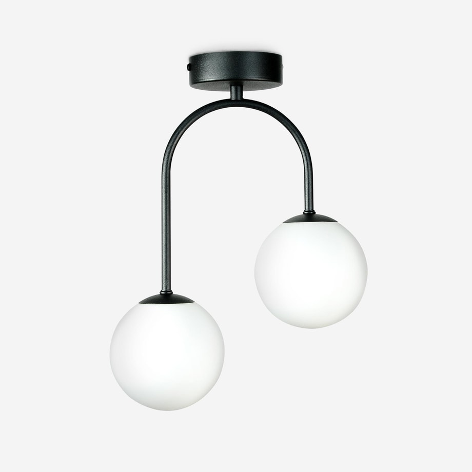Lampa sufitowa 2 kuliste klosze czarna DRUM