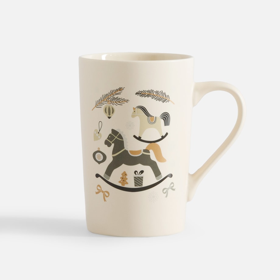 Kubek świąteczny, porcelanowy, konik na biegunach, 385 ml