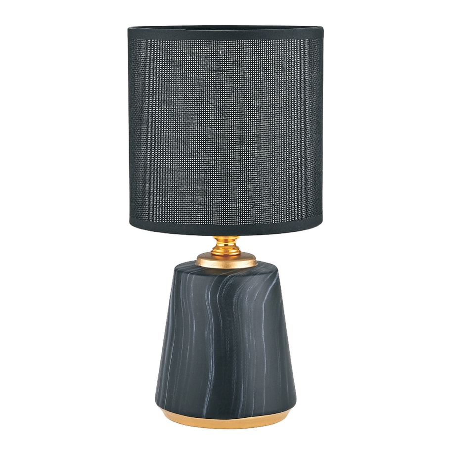 Lampa stołowa z plecionym abażurem czarno-złota 27 cm