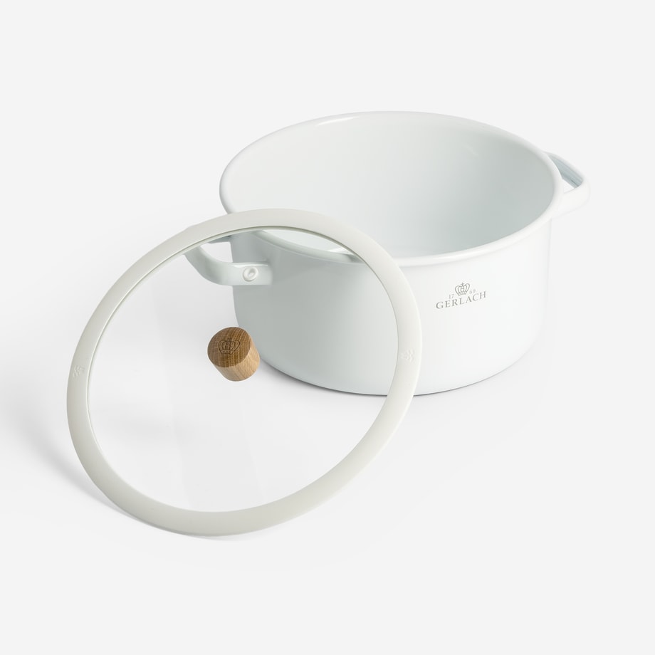 Komplet garnków GERLACH z pokrywkami NATUR ENAMEL biały