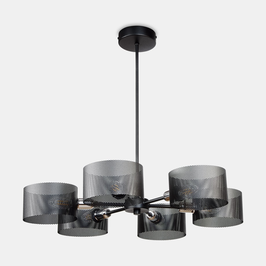 Lampa wisząca z 6 kloszami czarna MIKO
