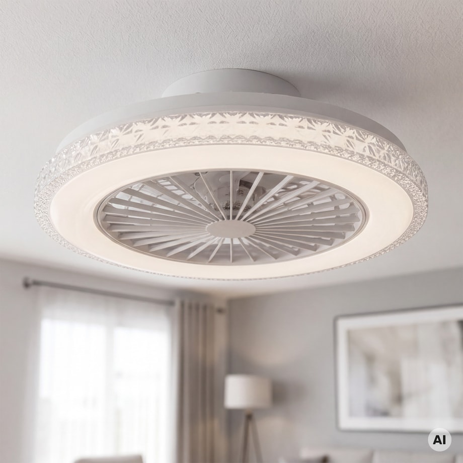 Lampa sufitowa LED 48W CCT biała z wentylatorem MONSUN