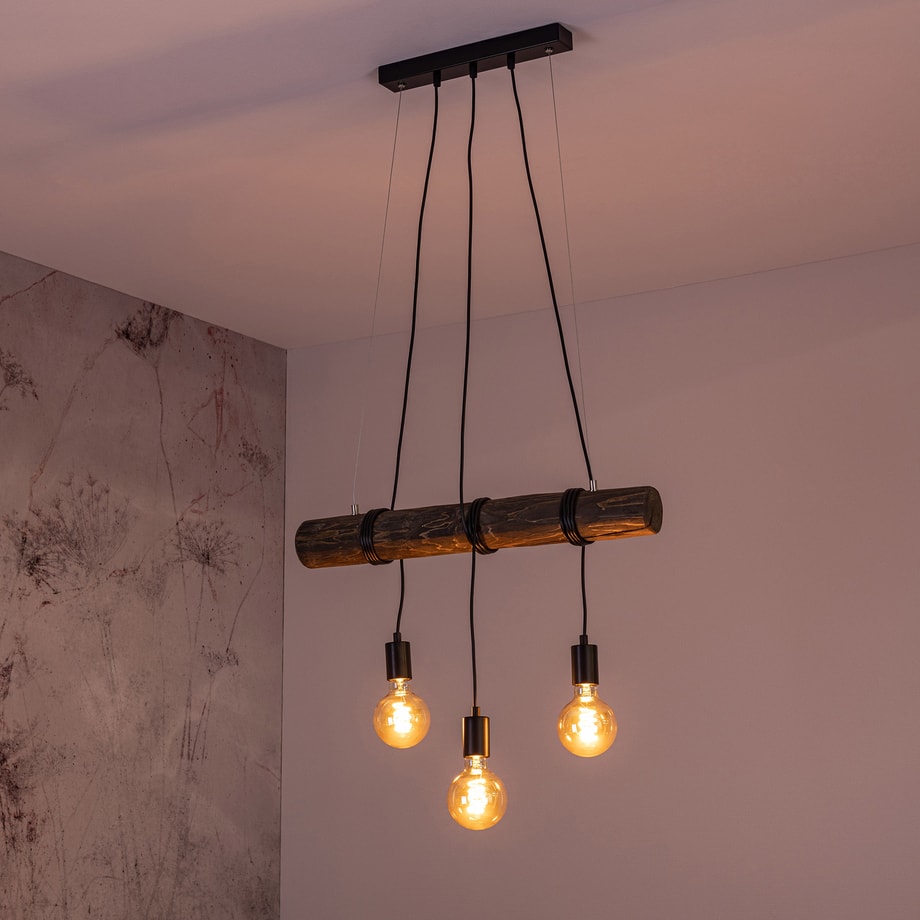 Lampa wisząca rustykalna orzech TRABO 3