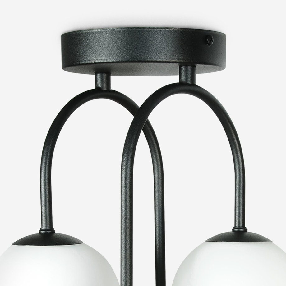 Lampa sufitowa 4 kuliste klosze czarna DRUM 
