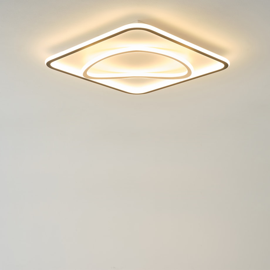 Plafon LED kwadratowy czarno-złoty LENS 50x50 cm