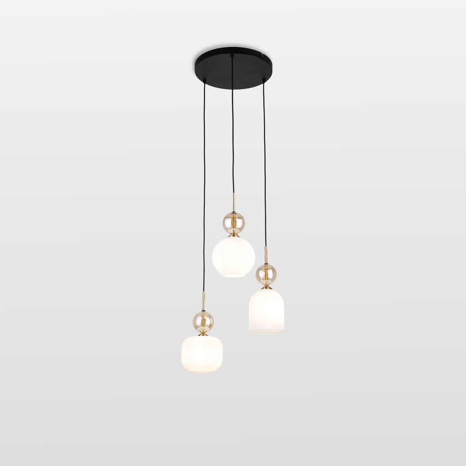 Lampa wisząca z 3 kloszami biało-czarna SOPHIA