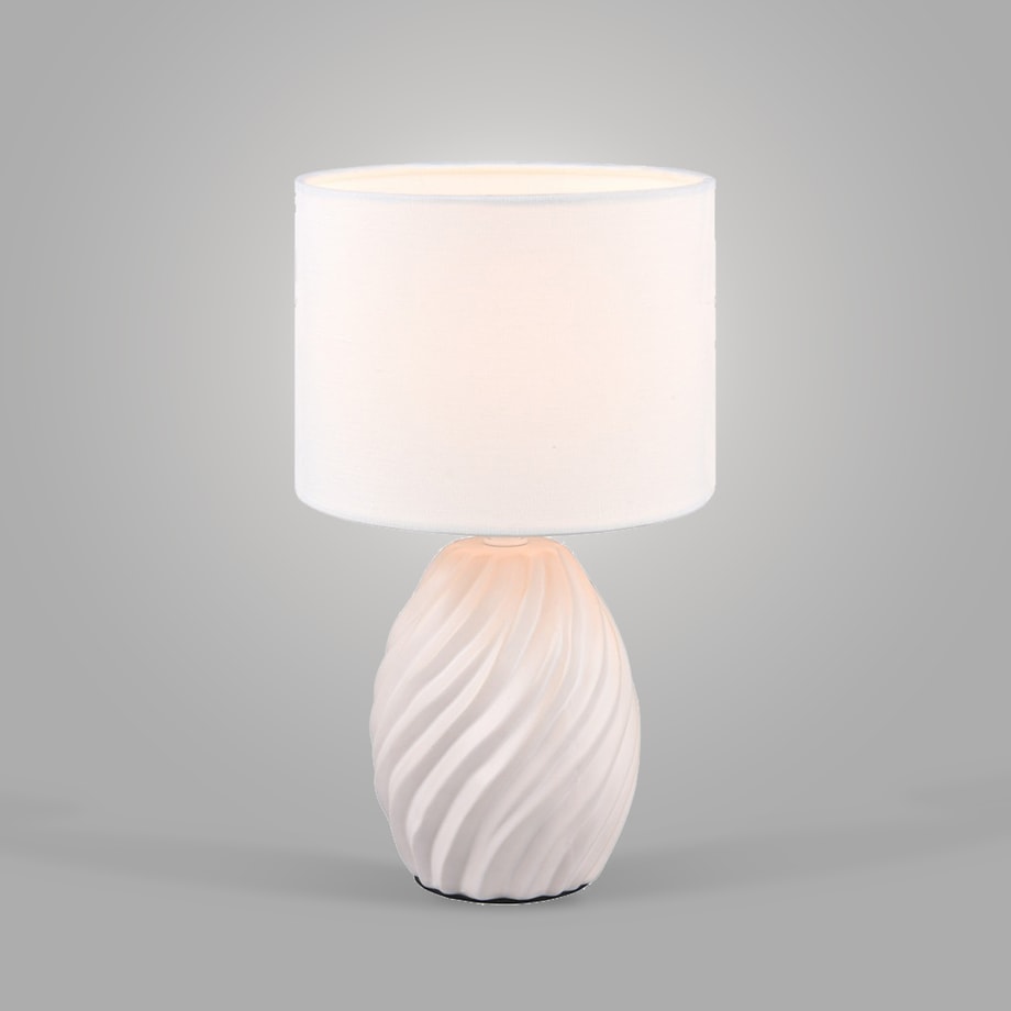 Lampa stołowa z abażurem biała wys. 31 cm MELVA R51771031 
