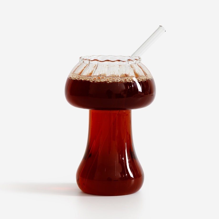 Szklanka w kształcie grzyba, ze słomką, 360 ml