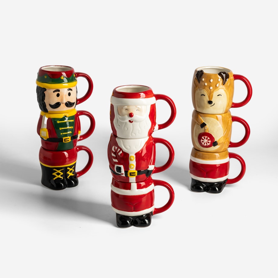 Zestaw 3 świątecznych kubków MIKOŁAJ, 280 ml, MIX