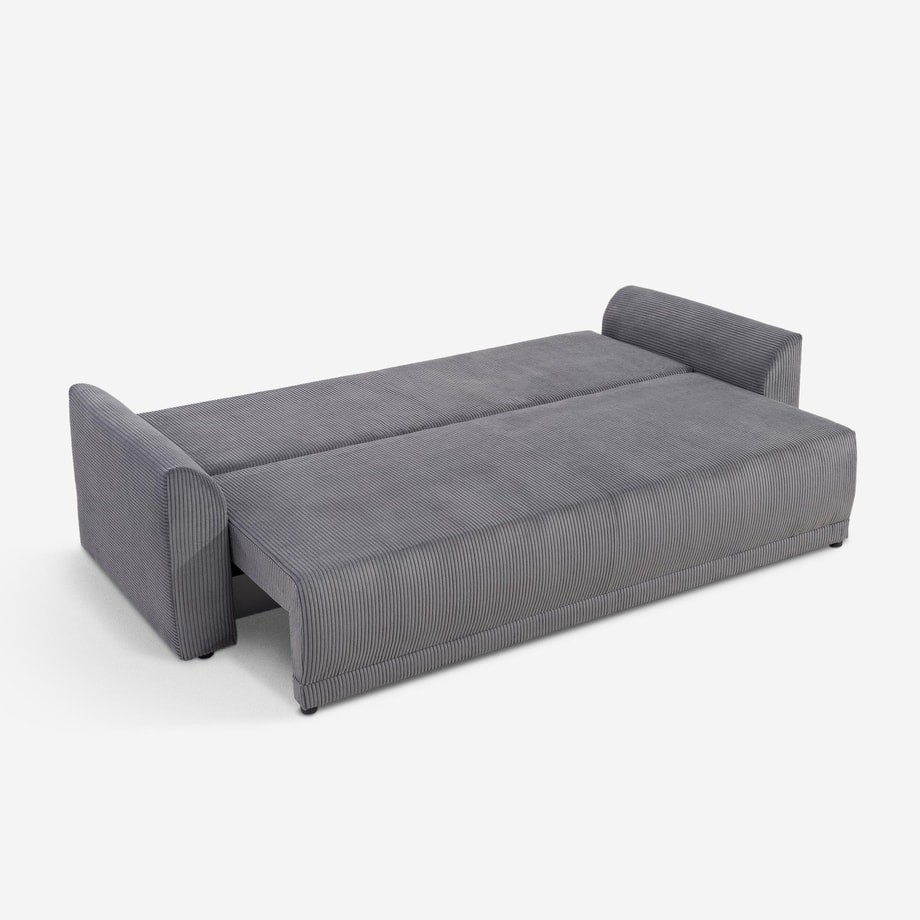 Sofa 3-osobowa rozkładana sztruksowa szara PALOMA