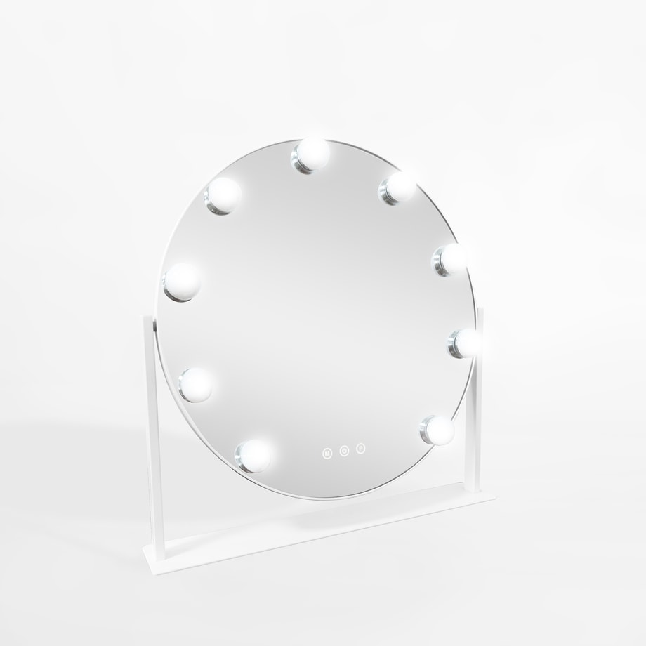 Lustro okrągłe 40 cm z lampkami LED białe
