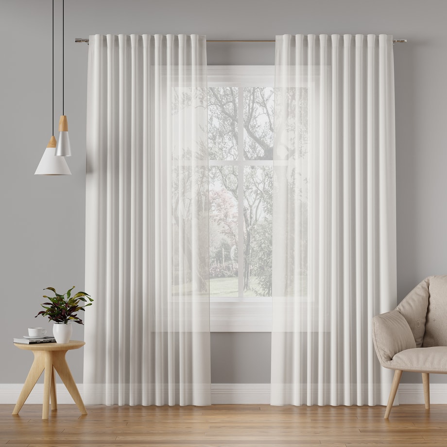 Zasłona do salonu biała BASIC 145x260 cm