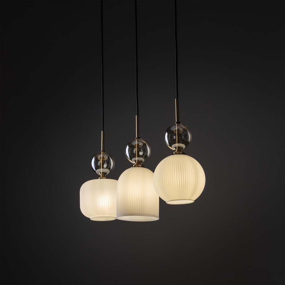 Lampa wisząca biało-czarna z 3 kloszami SOPHIA