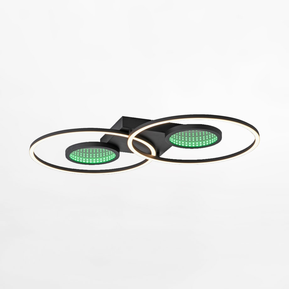 Lampa sufitowa LED RGB efekt głębi czarna TUNEL z pilotem