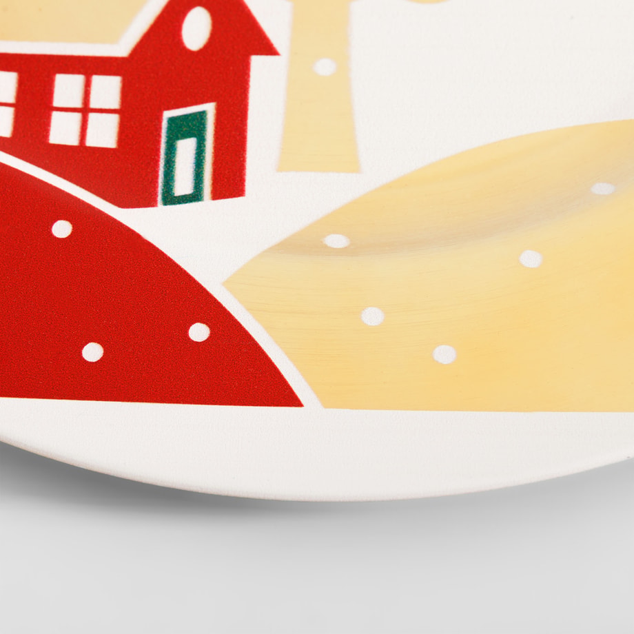Talerz dekoracyjny biały w świąteczny wzór 33 cm