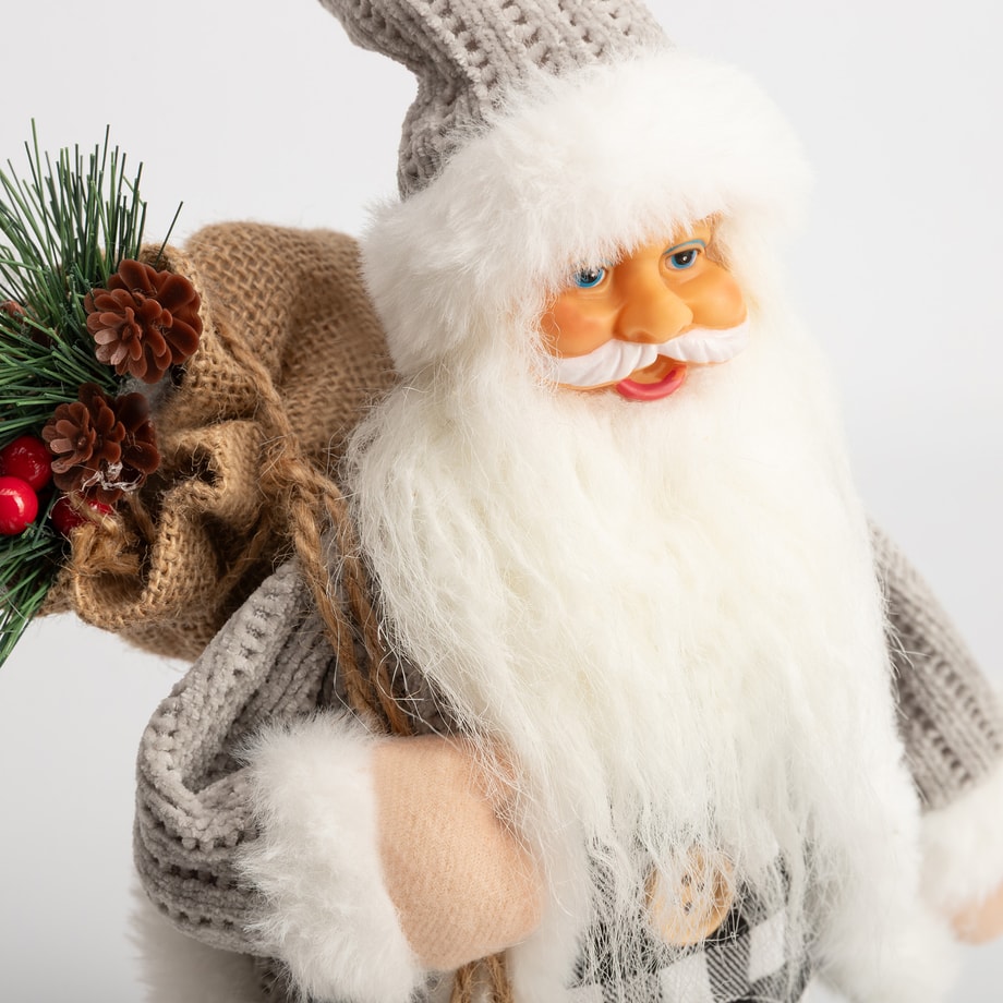 Figurka świąteczna MIKOŁAJ, jasnoszary, 40 cm