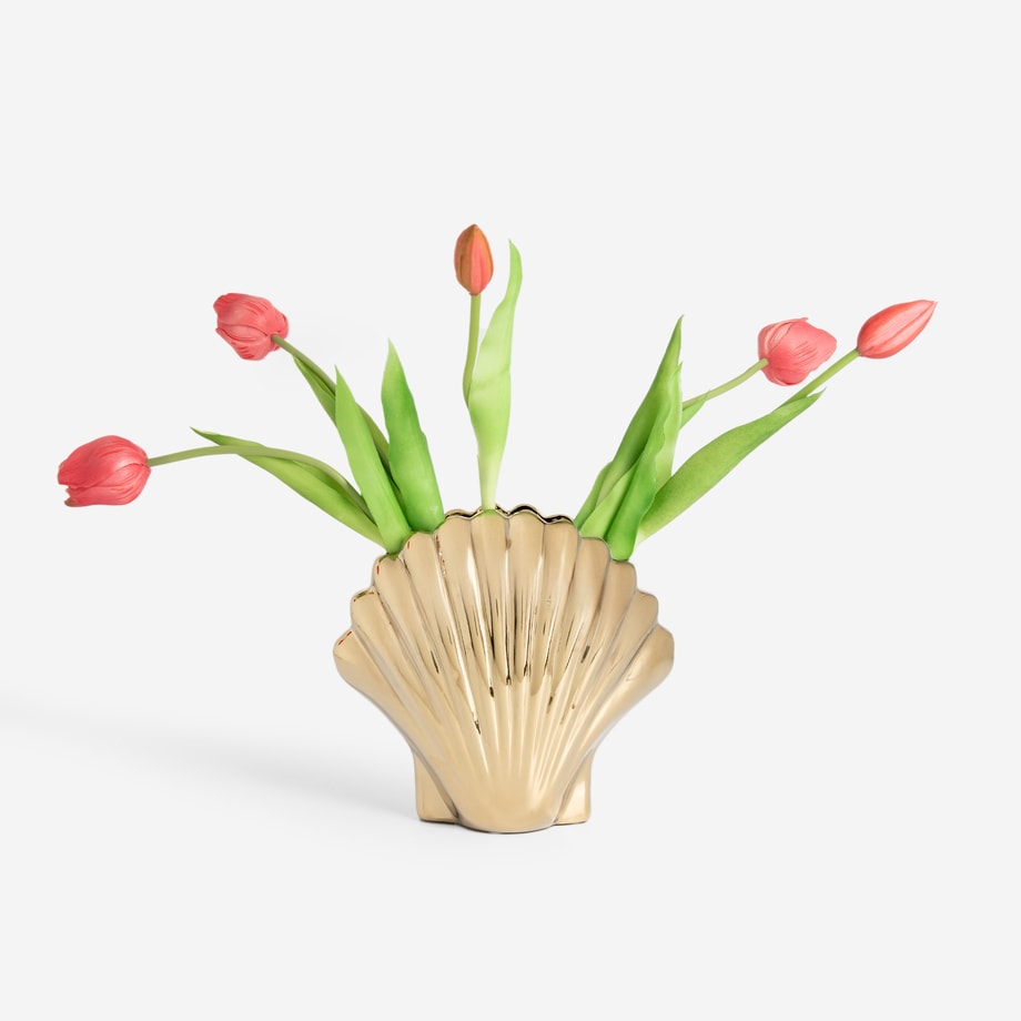 Wazon ceramiczny, złoty, 18,5 cm