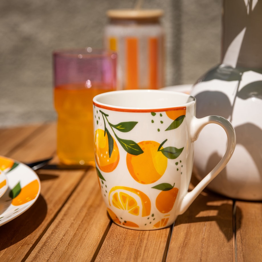 ORANSSI kubek w pomarańcze biały 340 ml
