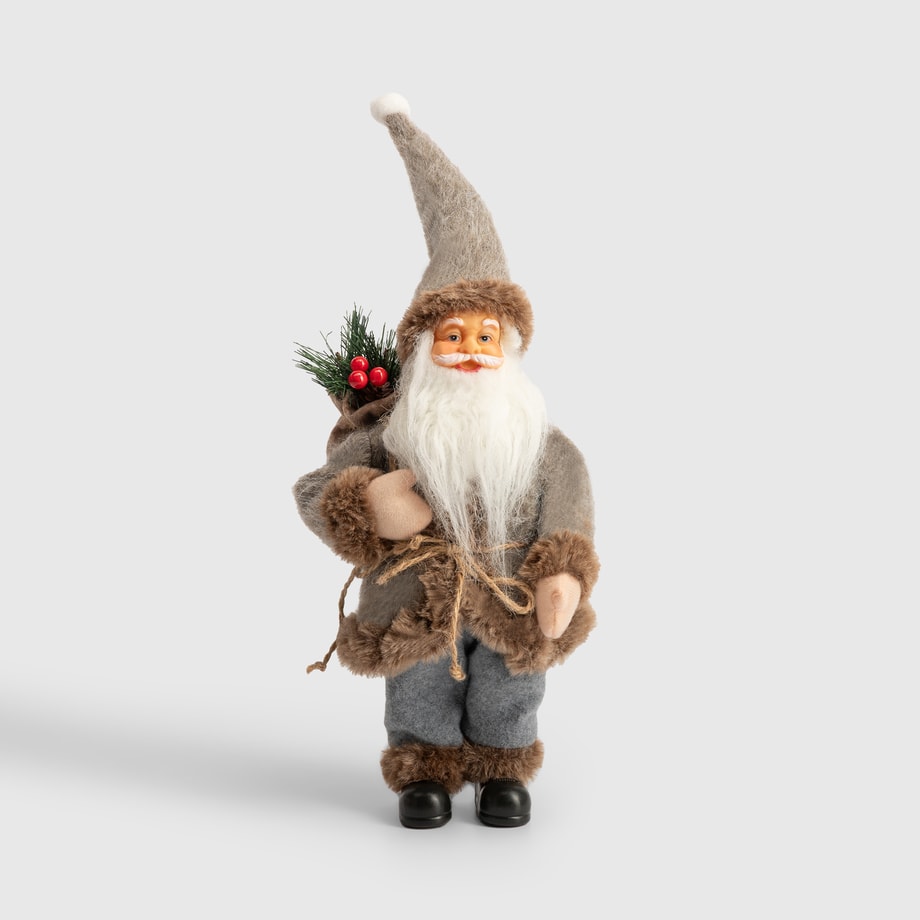Figurka świąteczna MIKOŁAJ, szarobrązowy, 40 cm