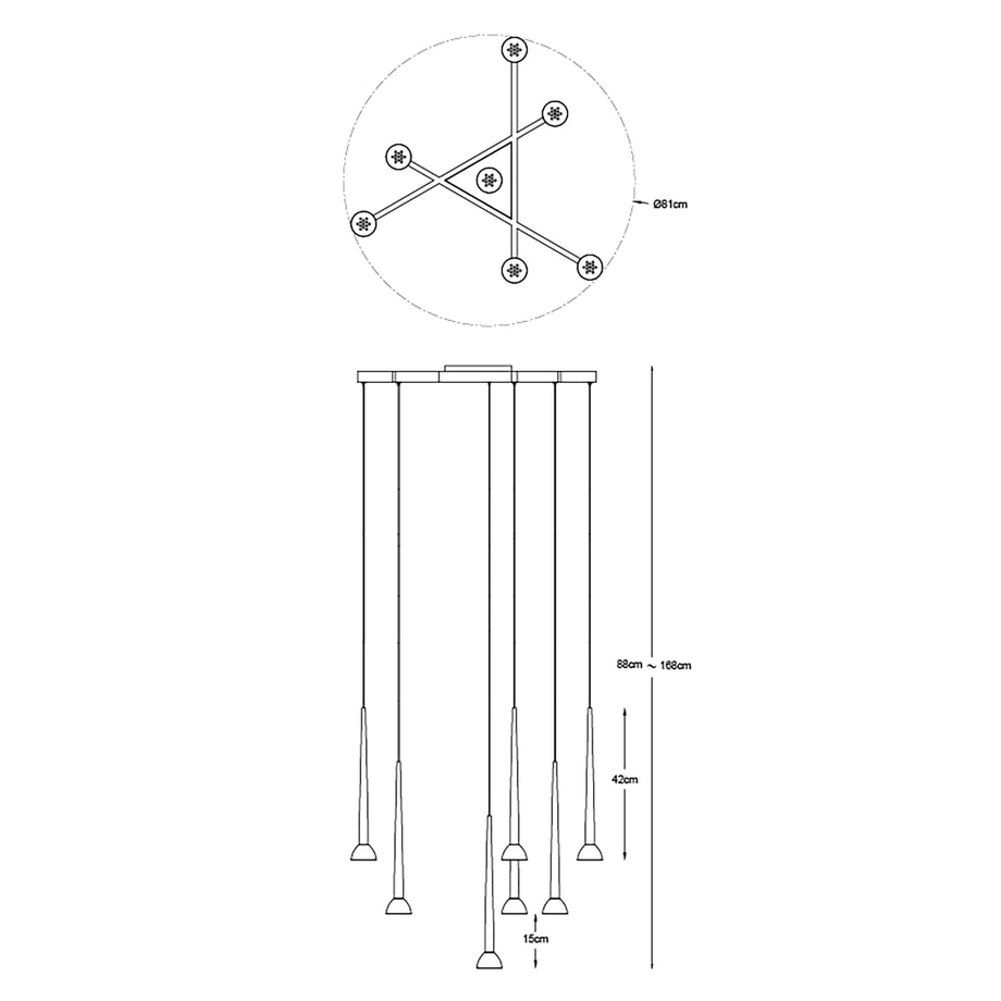 Lampa wisząca 7xLED czarna BOSTON 
