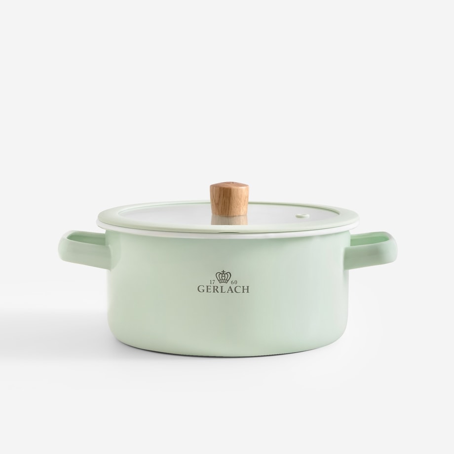 NATUR ENAMEL Garnek emaliowany miętowy 3 l