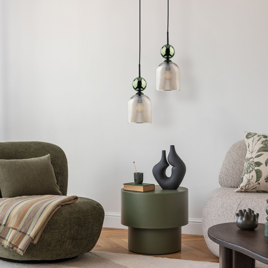 Lampa wisząca pojedyncza SOPHIA GREEN COGNAC fi 13 cm