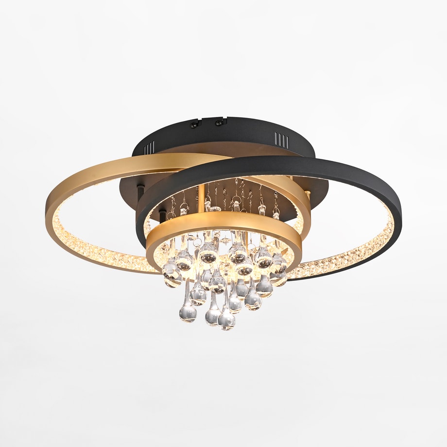 Lampa sufitowa LED czarno-złota ROTAZO