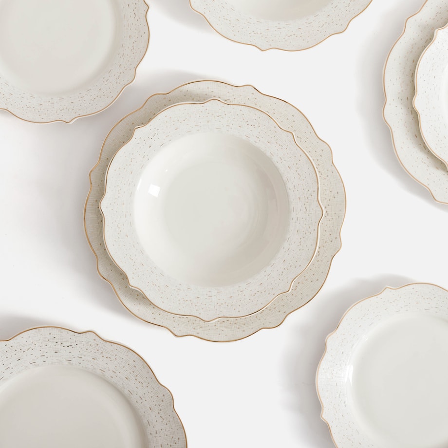 Zestaw obiadowy z porcelany PALAZZO biały 18 el.