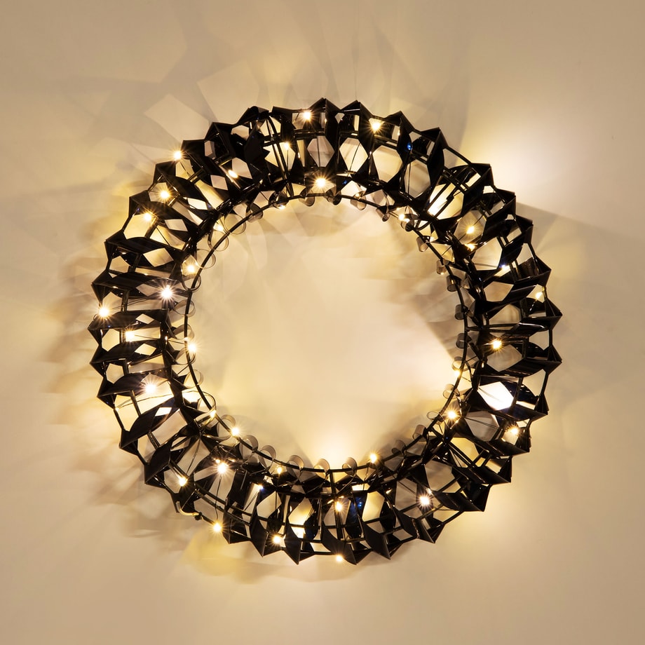Dekoracja LED wianek, czarny, 30 cm
