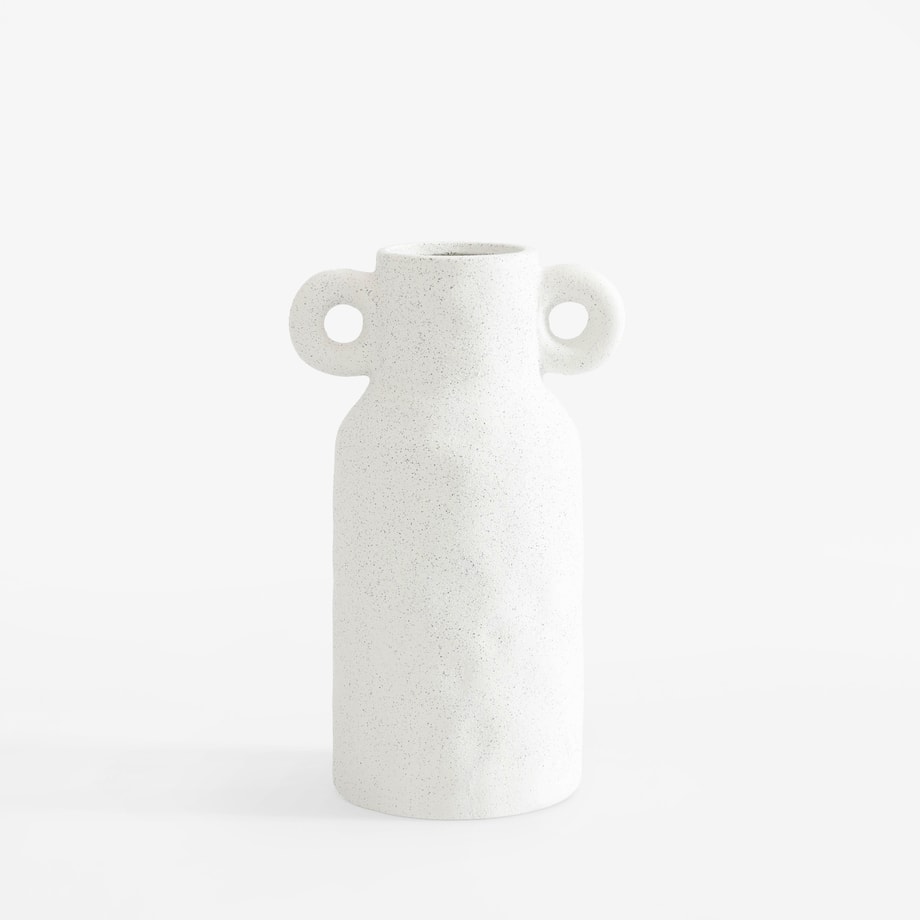 Wazon ceramiczny z uchwytami biały 22 cm
