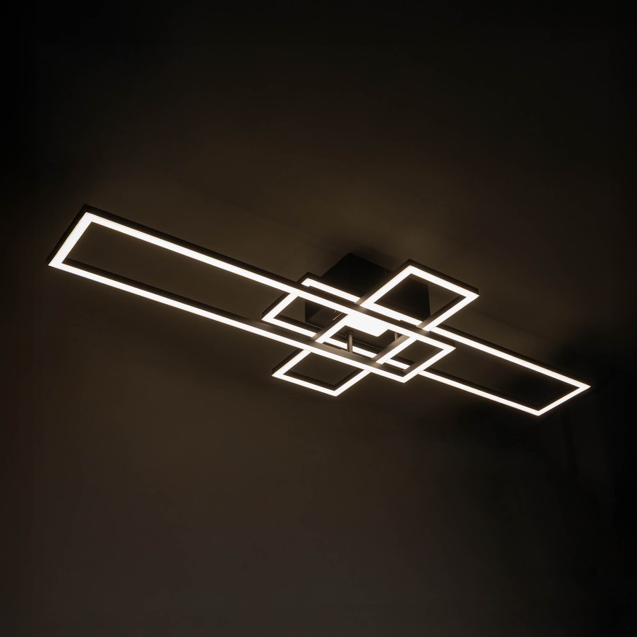 Lampa sufitowa LED nowoczesna ramka czarna LUMENZ z pilotem