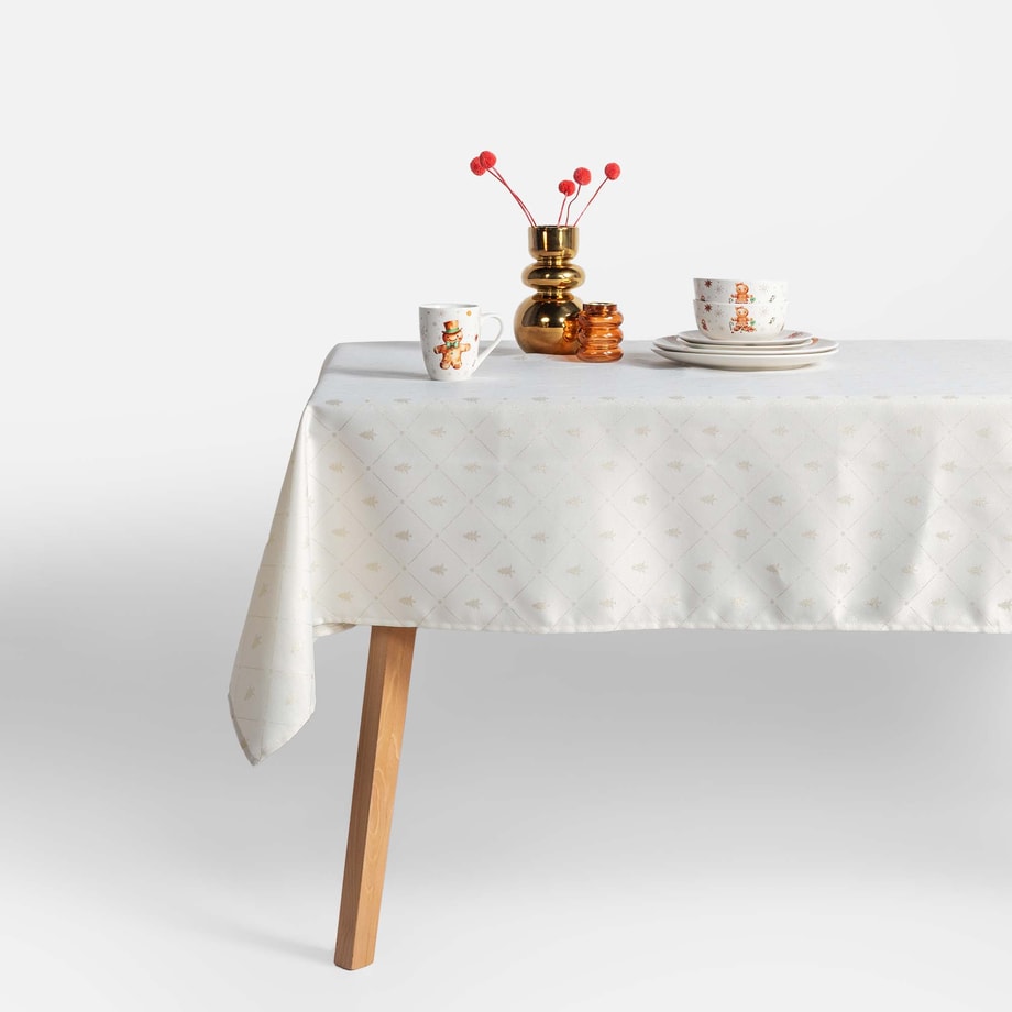 Obrus glamour w choinki ecru LUMINE 140x240 cm