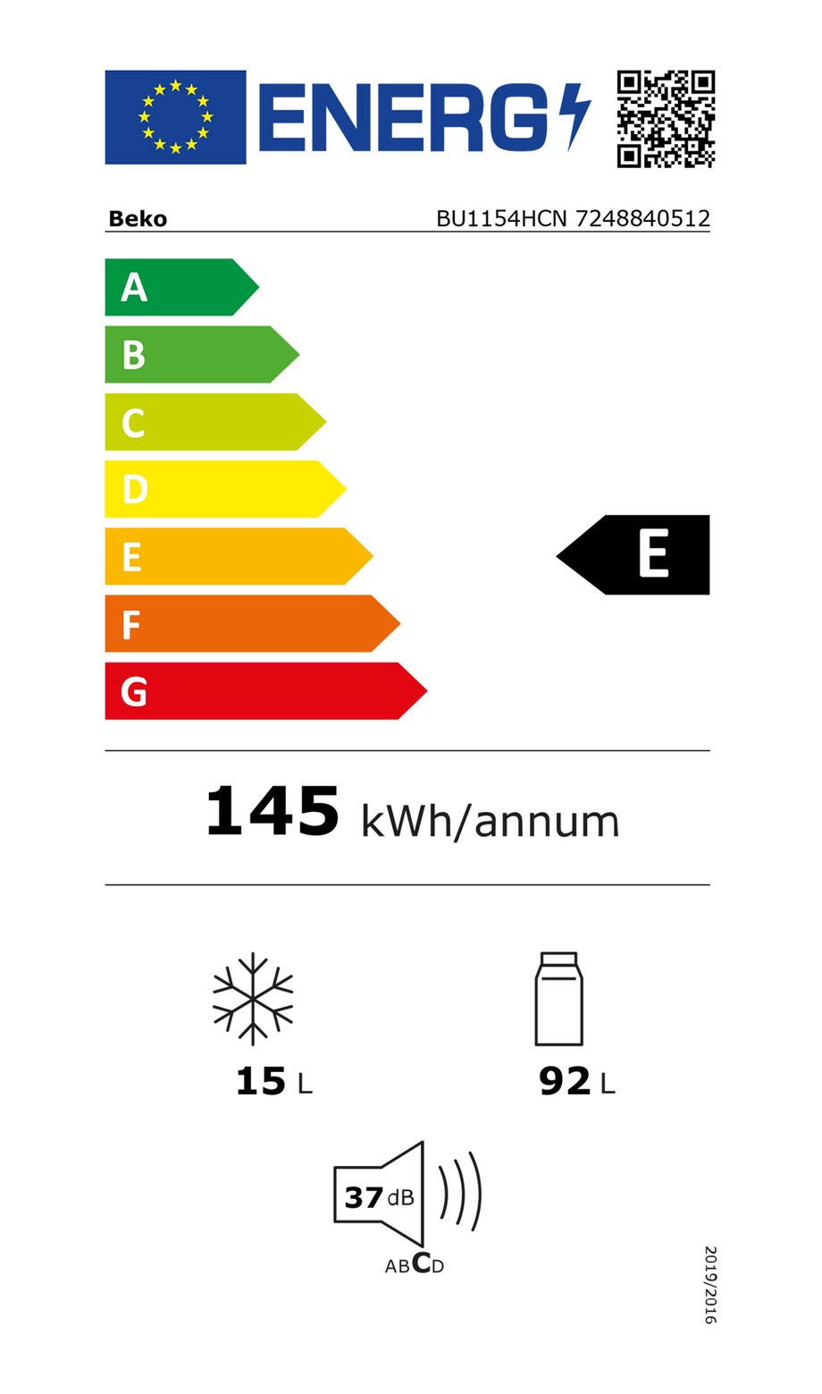 Lodówka do zabudowy biała BEKO BU1154HCN