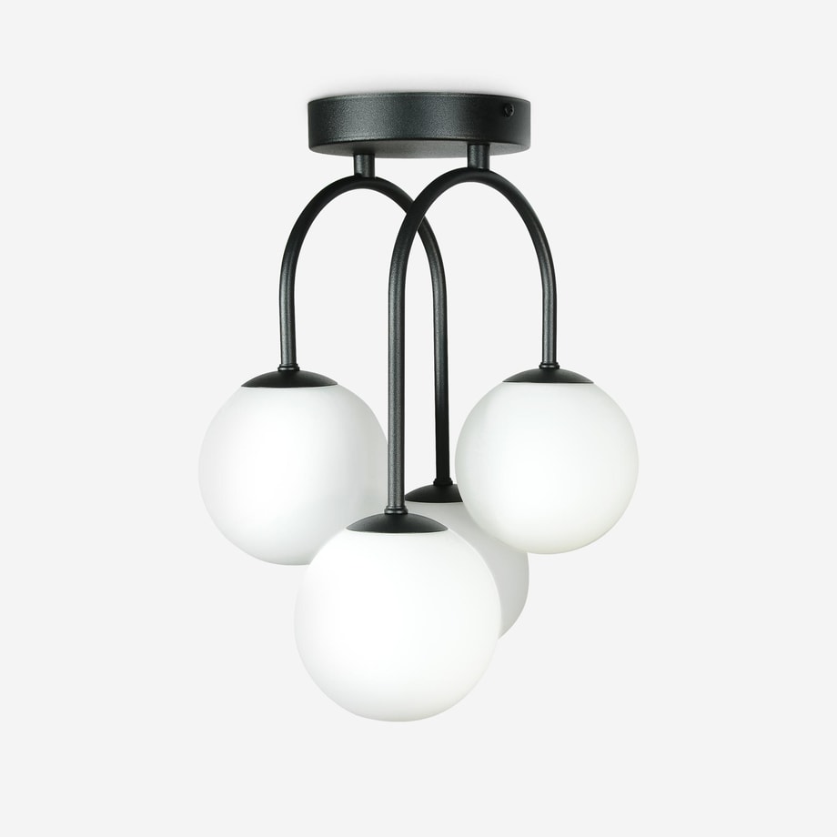 Lampa sufitowa 4 kuliste klosze czarna DRUM 