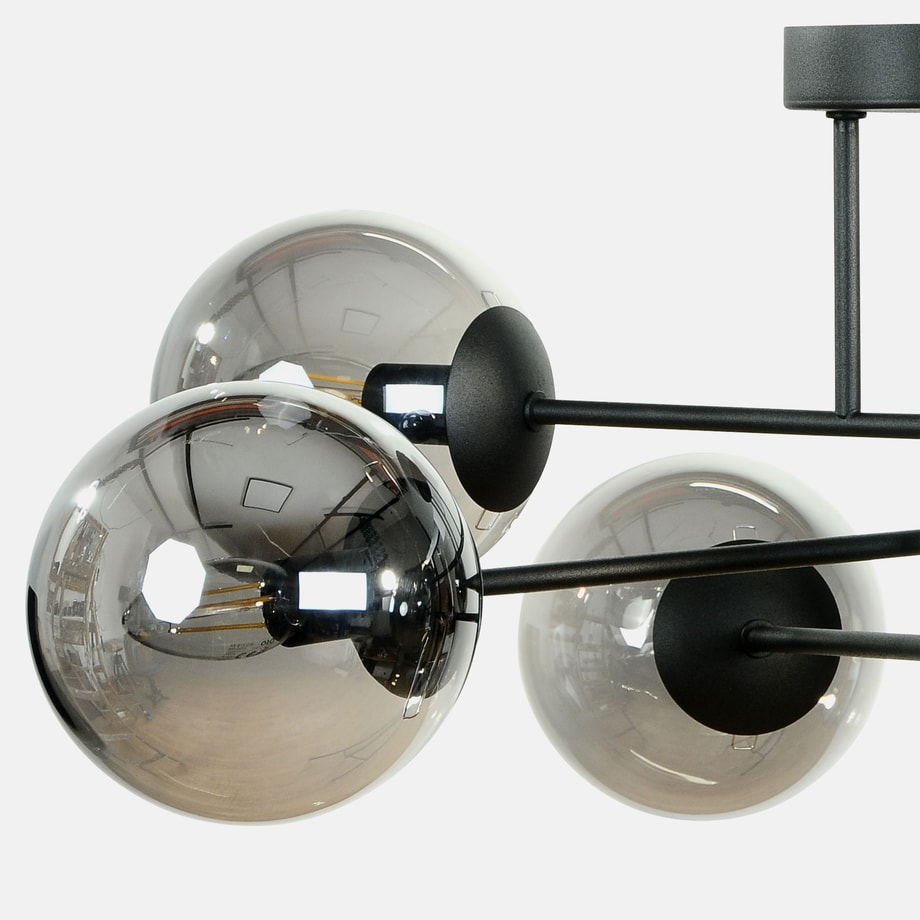 Lampa sufitowa 6 kulistych kloszy czarna RICO
