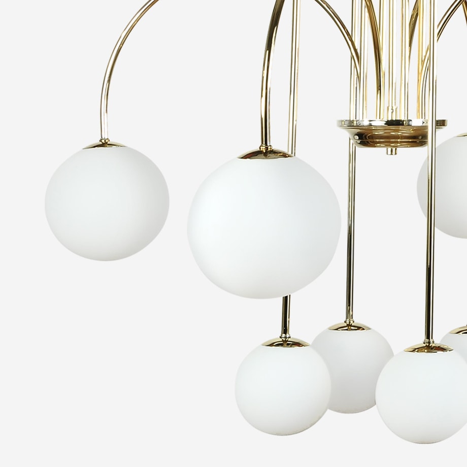 Lampa sufitowa 8 kulistych kloszy złota ALEXA 