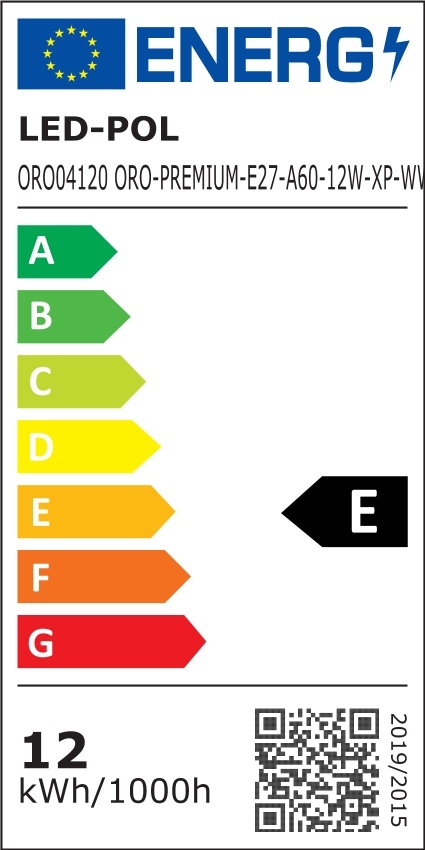 Żarówka LED E27 12W barwa ciepła ORO-PREMIUM-E27-A60-12W-XP