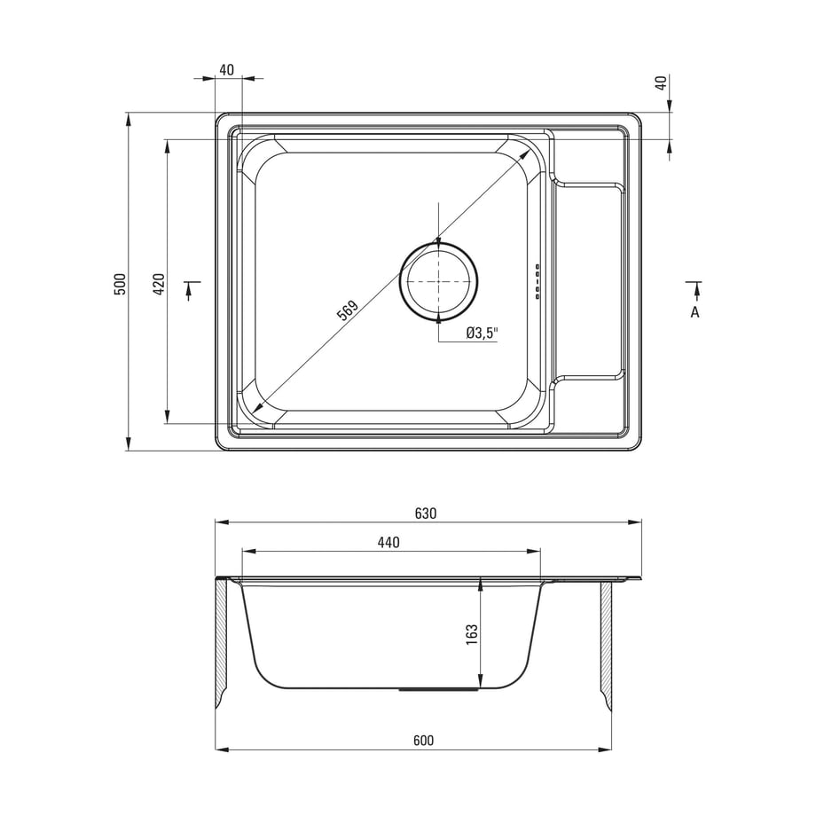 奏ページ Zlewozmywak stalowy z ociekaczem dekor SOUL 63x50 cm - Agata