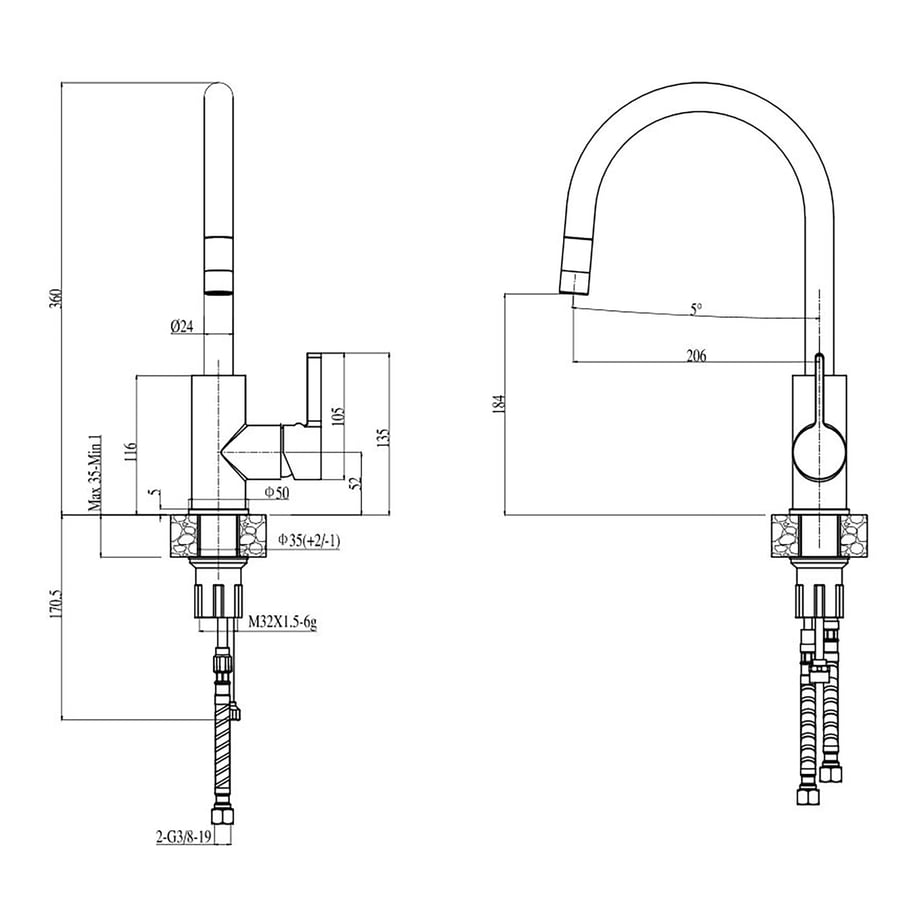 Komplet - zlewozmywak CANTO 30 ROYAL z baterią QUEEN - Agata