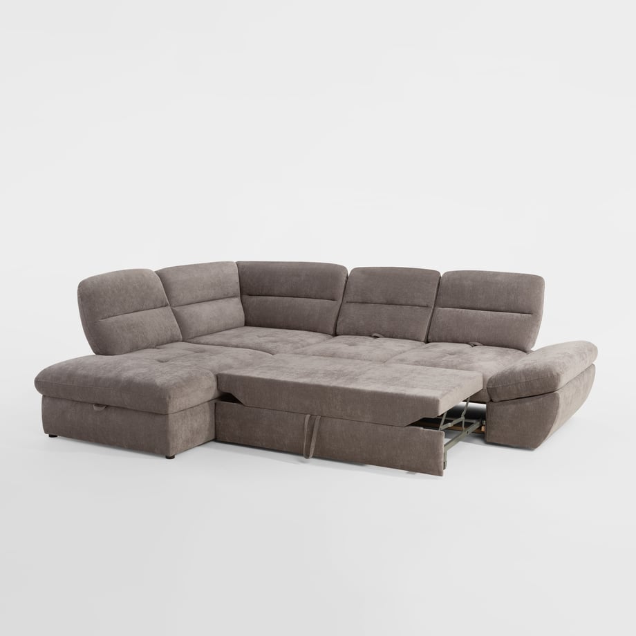 ボローニャNo. 16ナカタ Narożnik rozkładany szarobeżowy BOLOGNA lewy - Agata