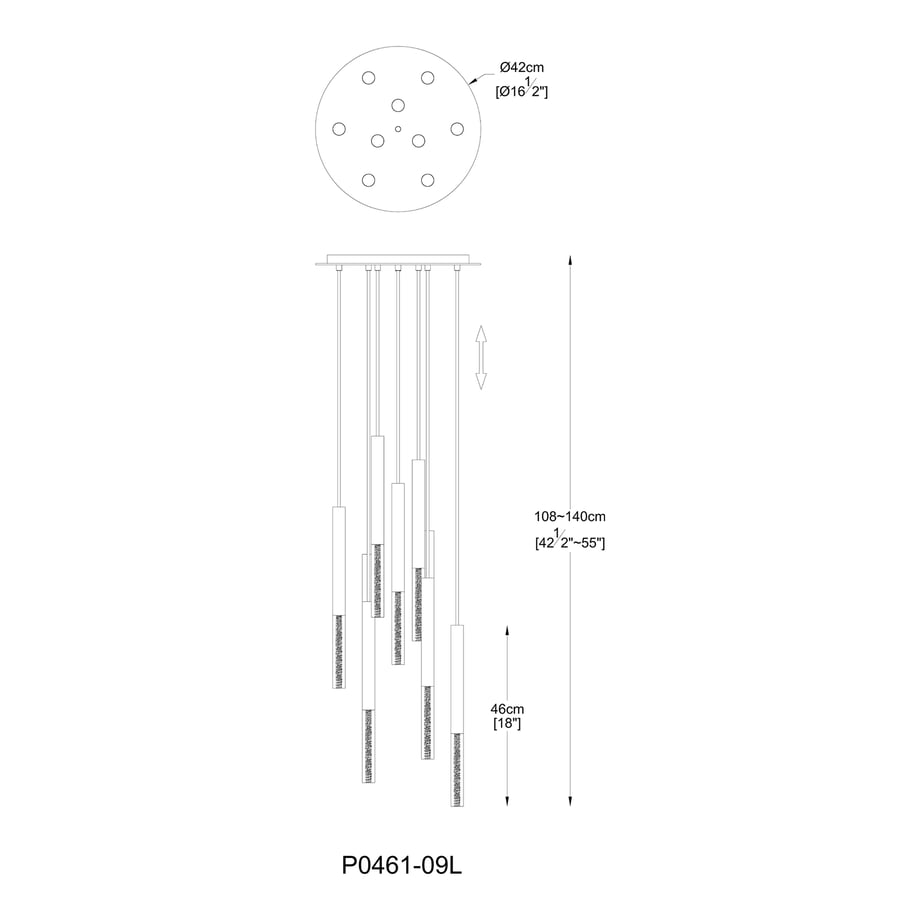 【mimimi】 Wisząca lampa GEM P0389-01D-0FD2 Zumaline tuba szklana złota