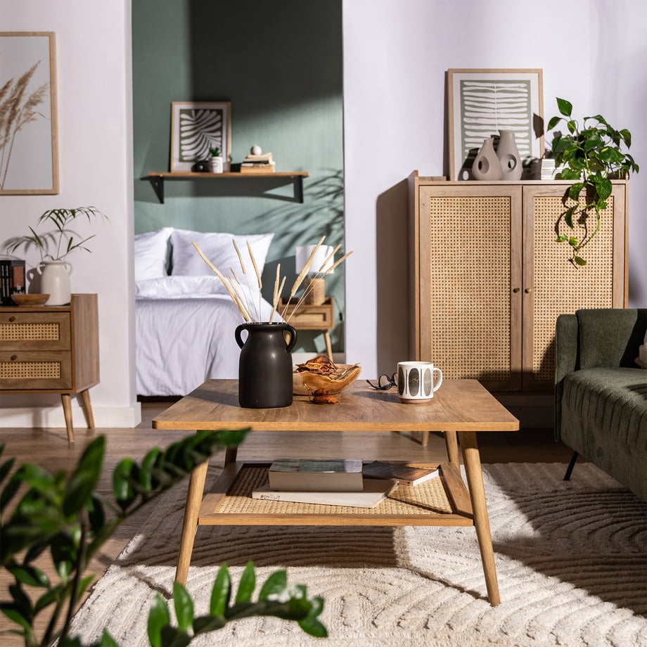 Ława z półką boho FUZIONE - Agata
