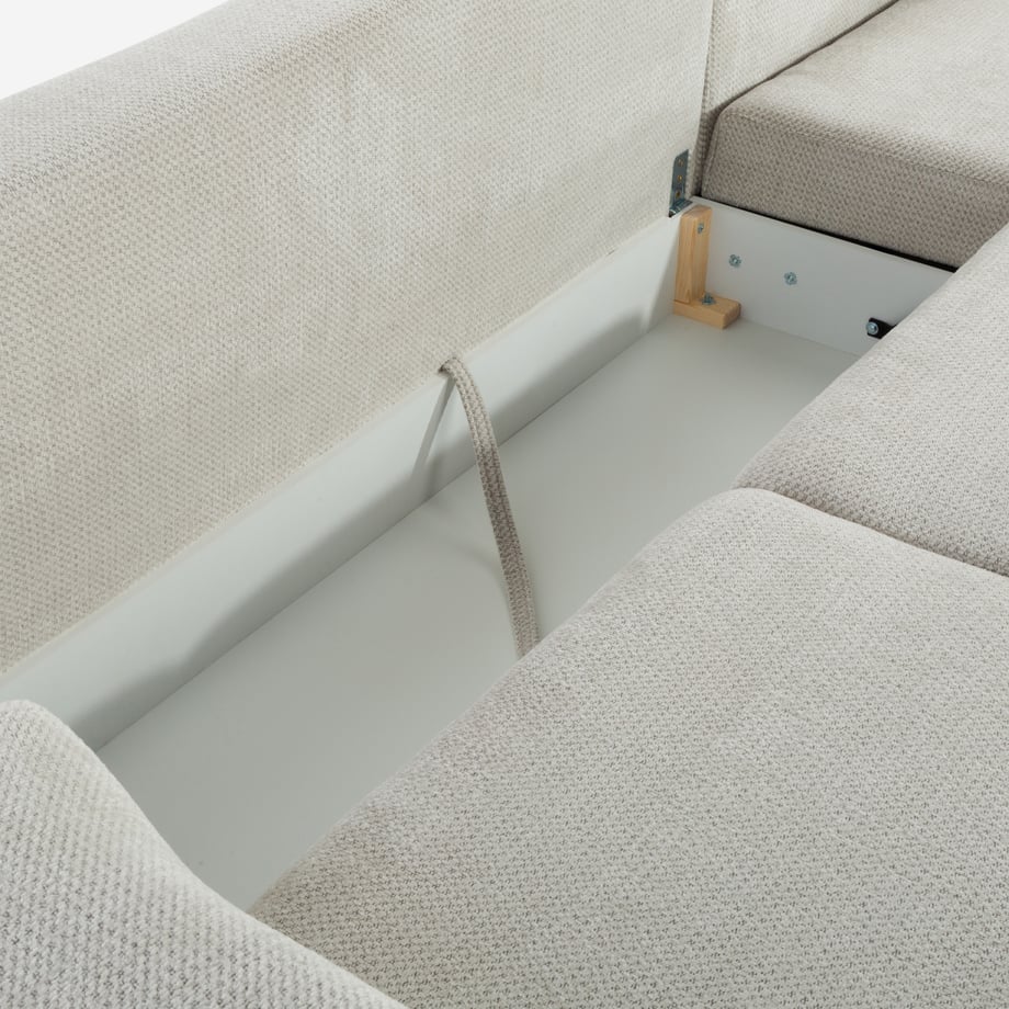 ボローニャNo. 16ナカタ Narożnik rozkładany szarobeżowy BOLOGNA lewy - Agata