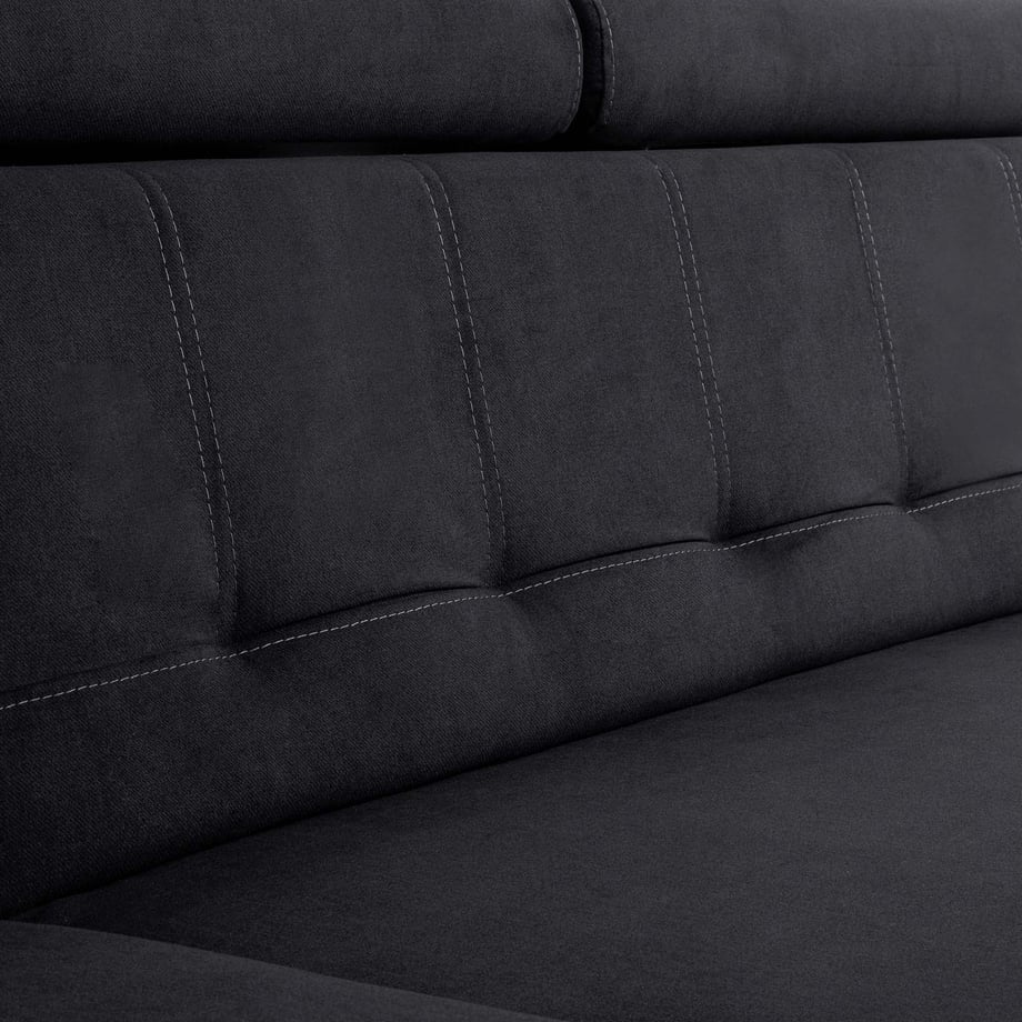 Narożnik z regulowanymi zagłówkami czarny TOSCANO - Agata