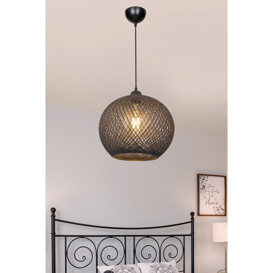 Lampa wisząca boho pleciona szara YUMAK - Agata