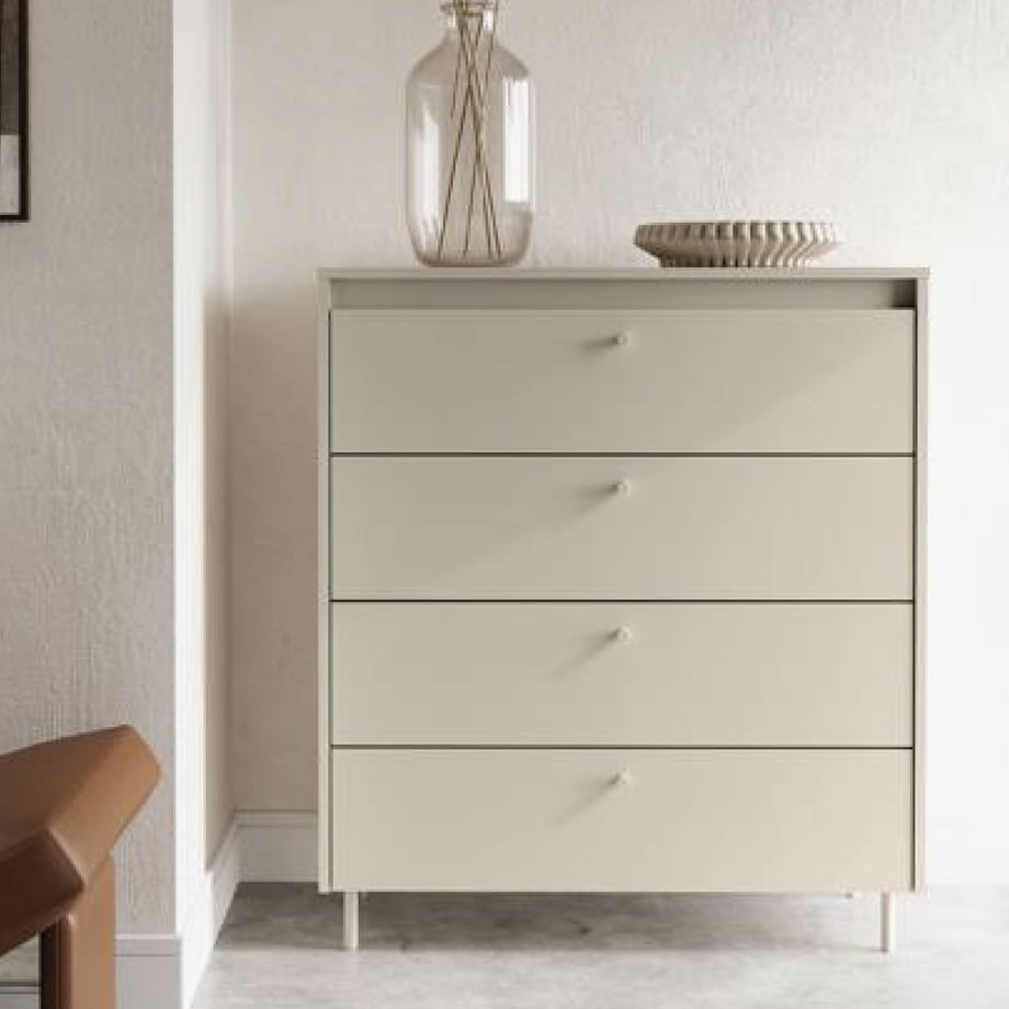 tomomo Komoda z 3 szufladami na metalowych nóżkach TORINO kaszmir - Agata